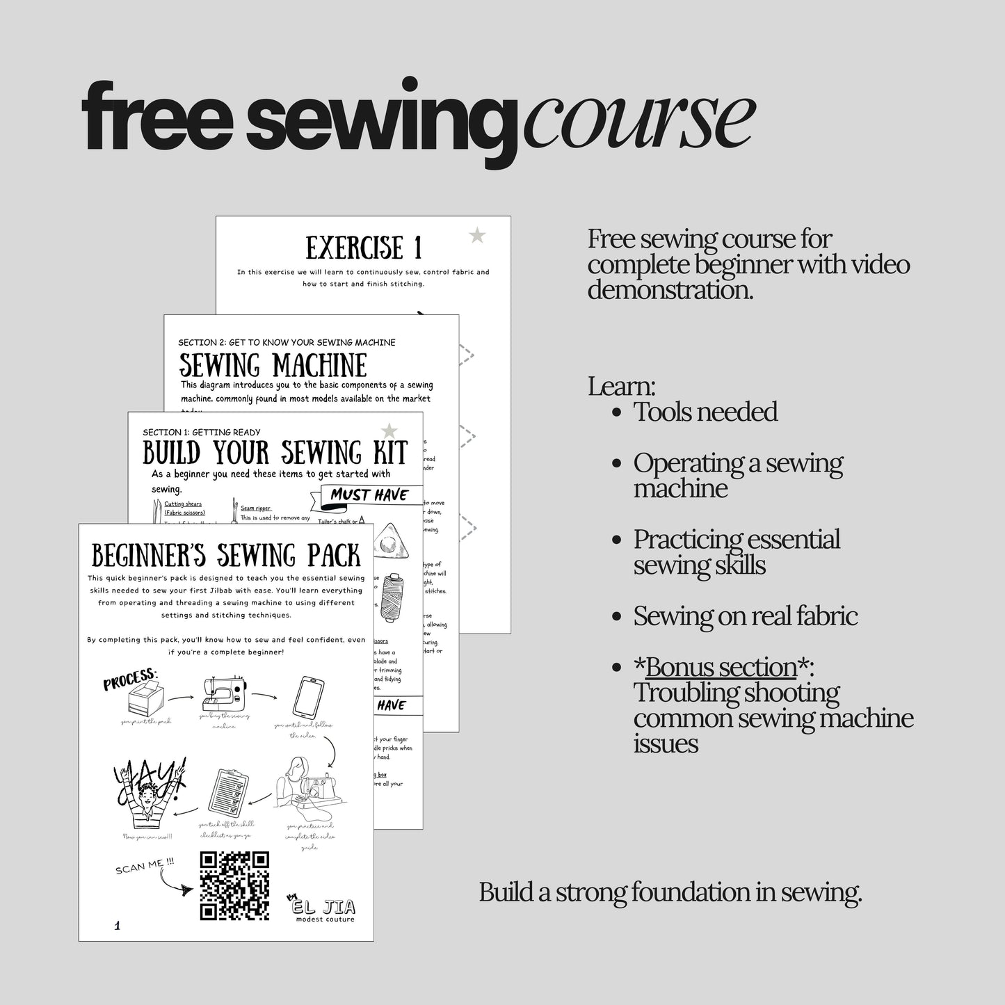 Jilbab Sewing Pattern +Free sewing course